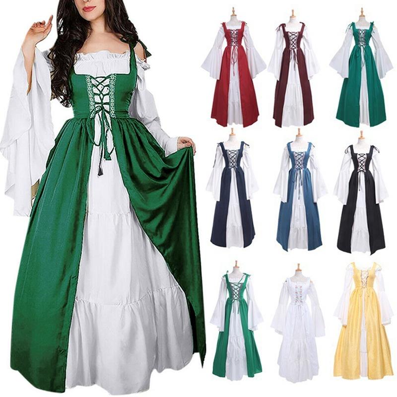 Винтажное платье эпохи Возрождения женское средневековое длинное платье Хэллоуин готический костюм платье