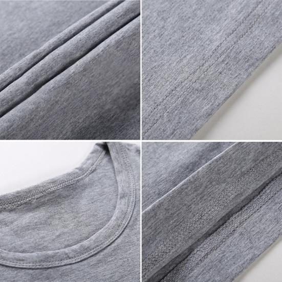 Men Top Solid Color Long Sleeve Round Neck Tee for Daily Wear Mid Length Lightweight Material Casual Style Sport Bottoming T-shirt