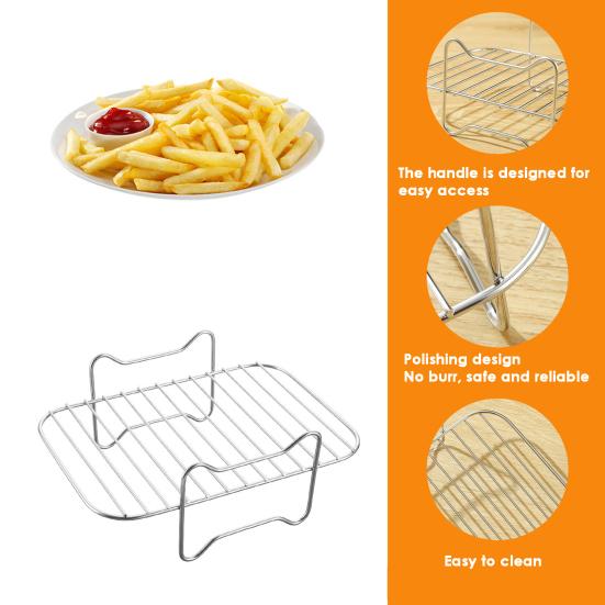 Решетка для жарения с антипригарным покрытием, термостойкая, нескользящая, для гриля, из нержавеющей стали, полированная фритюрница, аксессуары для фритюрницы, пароварка, подставка для жарки, поставка на открытом воздухе