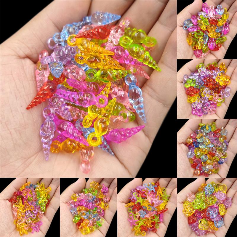 Creative Mixed Colours Necklace Bracelet Pendant For Jewelry Making Transparent DIY Crafts Wholesale Loose Beads 20/40Pcs Drop Heart Arrow
