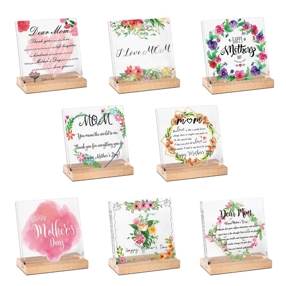 Waterproof Mother's Day Desktop Sign Romantic Love Flowers Ornament Mom Tabletop Sign  Studio Desk