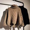 Women's High Collar Retro Twisted Sweater - Loose, Short, High-Waist, Asymmetrical Thick Wool Knit for Autumn and Winter