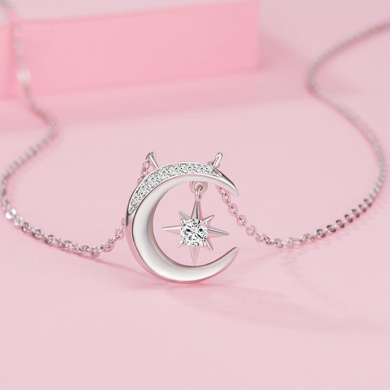 Женское ожерелье Звезда Луна Японское и Корейское Простое Студенческое Подвеска Луна Звезда Луна Цепочка на Ключицу