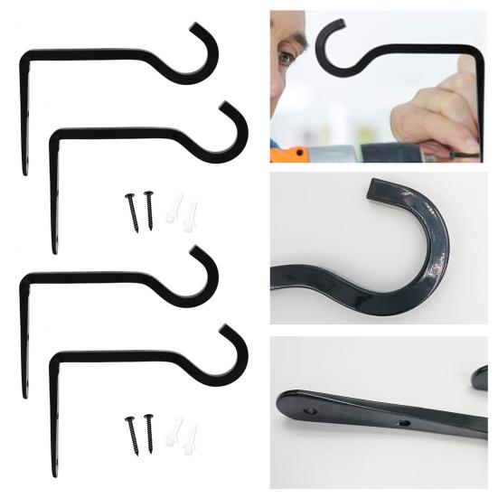 2 шт. Металлические вешалки для растений, покрытый настенный крючок, кронштейн для подвешивания растений, прочный крючок для подвешивания цветочных корзин, колокольчики