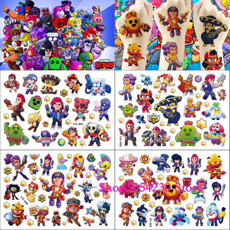 Brawl Stars Party Decoration Balloons Happy Birthday Banner Game Background Cake Topper Stickers Disposable Tableware Keychain