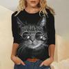Cat Printed Blouse Ladies Fashion Tops Long Sleeve O-Neck T-Shirts Spring Autumn Loose Blouses For Fine Womens Cozy