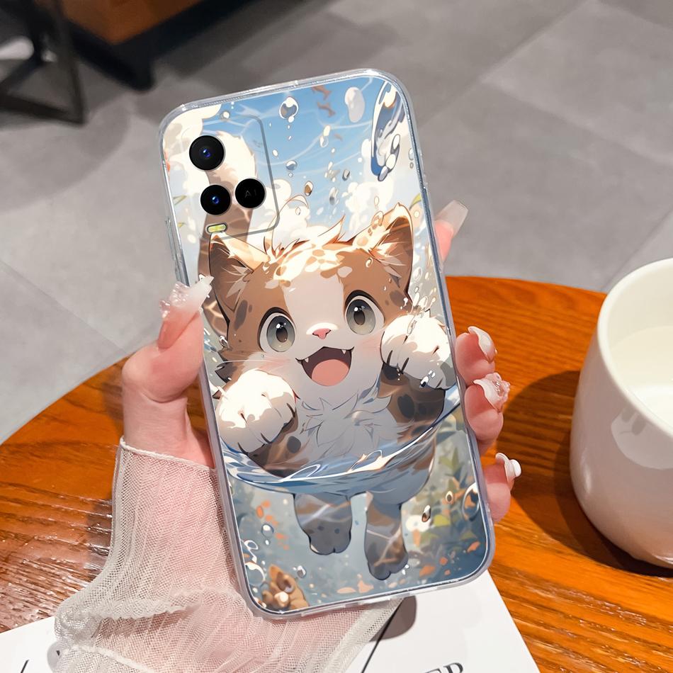 Чехол для телефона Vivo Y21 Y21S Y21T Y21A Y21E Y21G С рисунком цветов Мягкий прозрачный ТПУ Силиконовый Funda Для Vivo Y 21 Легкий бампер