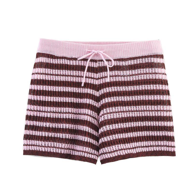 Araltay New Arrival Fashion Style Women's Fashion All-Match Minimalist Stripes Polo Shirt Knitting Coat Shorts