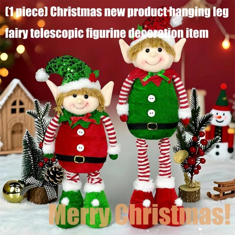 Stretchable Plush Doll Ornament Adjustable Height Telescoping Plush Figure Christmas Decoration for Living Room Bedroom