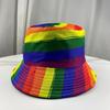 Hat Rainbow Color-block Hat Reversible Wearable Basin Hat Summer Outdoor Sun Hat Fashion Colorful