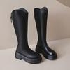 2024 High Quality Outdoors Solid Color Womens Knee Length Boots Outdoors Back Zipper Wear Resistant Slip-on Women's Boots