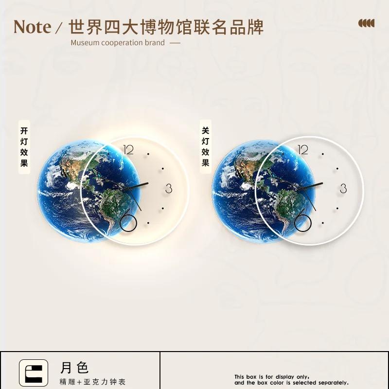 Украшение гостиной Картина Луна Светодиодные настенные часы Домашний декор Фон Бесшумные часы Спальня Декоративные подарки