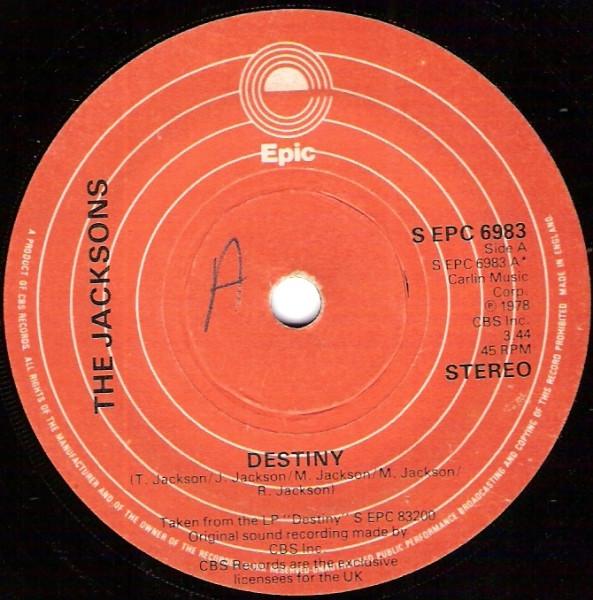 7-дюймовая пластинка JACKSONS - Destiny SEPC6983 Epic 1978 UK Соул/Фанк Б/У