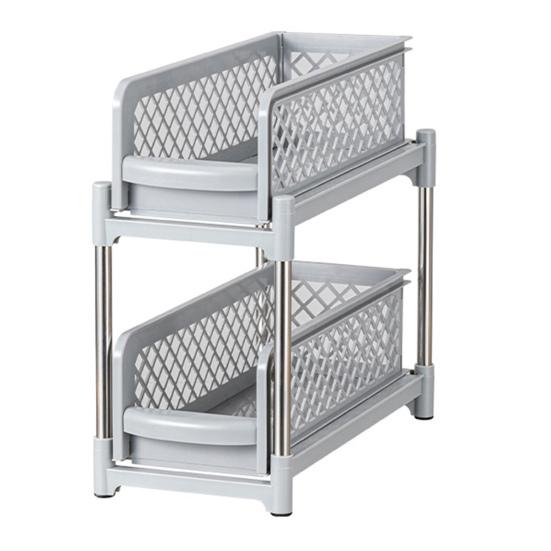 Выдвижной органайзер под раковиной, стеллаж для хранения, двухслойный дизайн, большая вместимость, прочная несущая способность, простая сборка