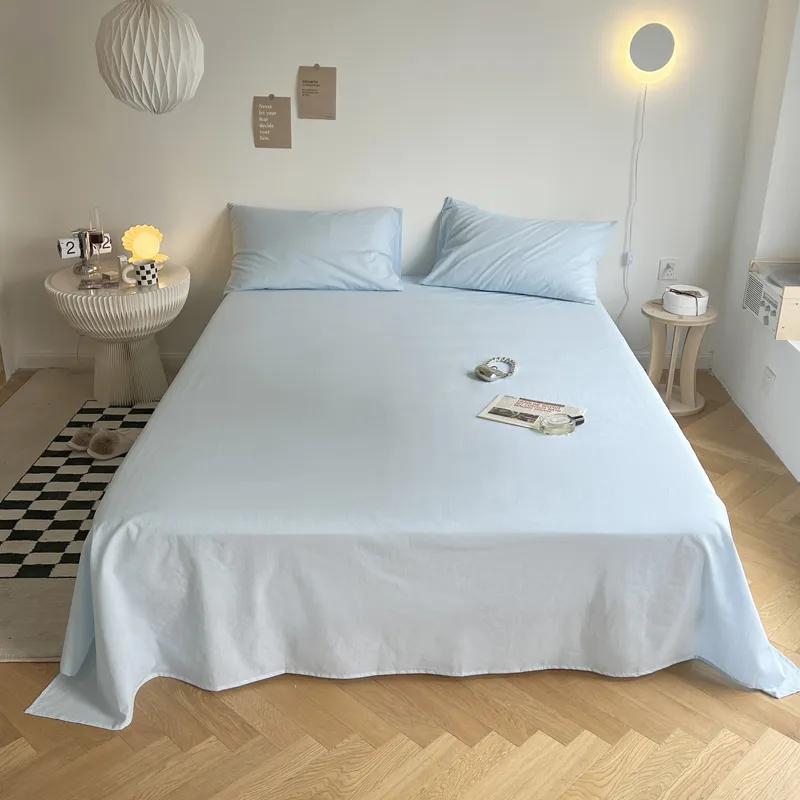 Простыни сплошного цвета в стиле Ins, цельное студенческое общежитие, простая и утолщенная двуспальная кровать, удобная для кожи, все включено