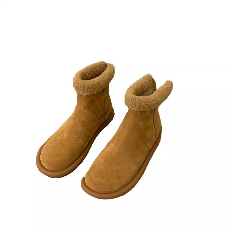 Suding Small Heater~ Retro Mori Cotton Shoes Women's Winter Velvet Warm Snow Boots Frosted Lamb Wool Short Boots