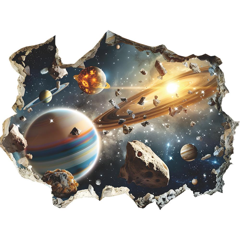 Broken Wall Cosmic Planet Bedroom Living Room Background Landscaping Decorative Wall Stickers