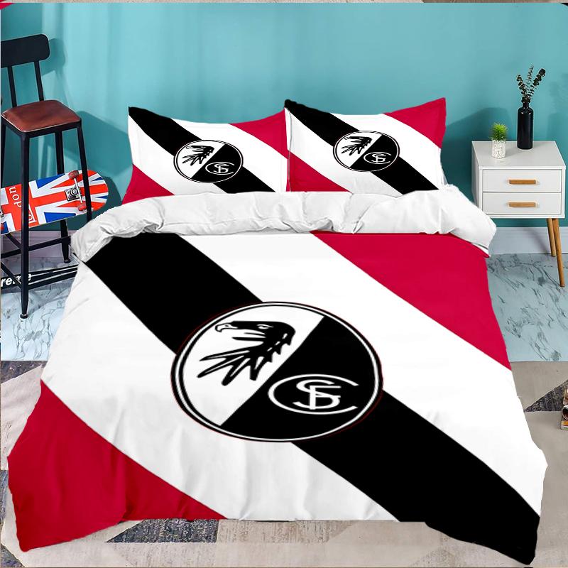 3PCS Eagle Symbol Frei-burg Football Bedding set,Ideal for1pc Duvet Cover And 2pcs Pillowcases Perfect for Christmas gift,Ideal for Bedroom,Dormitory