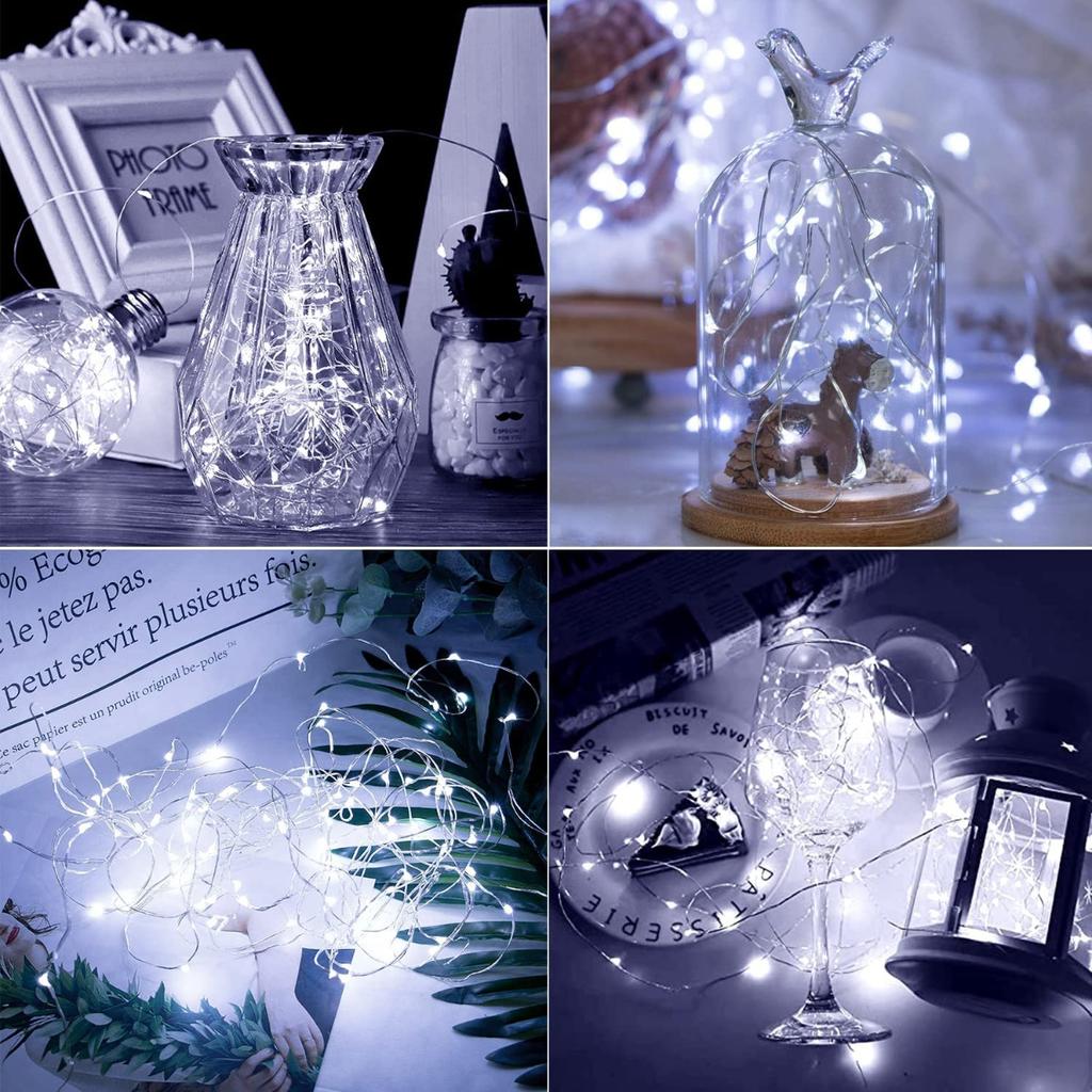 TG66259-1 CHRISTMAS TREE LIGHTS ON WIRE 10 LED MICRO GARLAND COOL WHITE + batteries