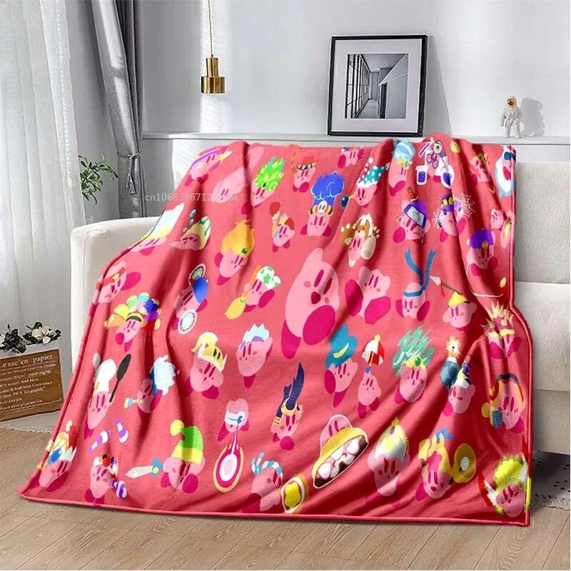 Kawaii Kirbys фланелевое одеяло подарок для детей девочек розовый мультяшный художественный легкий теплый плюшевый подарок на день рождения