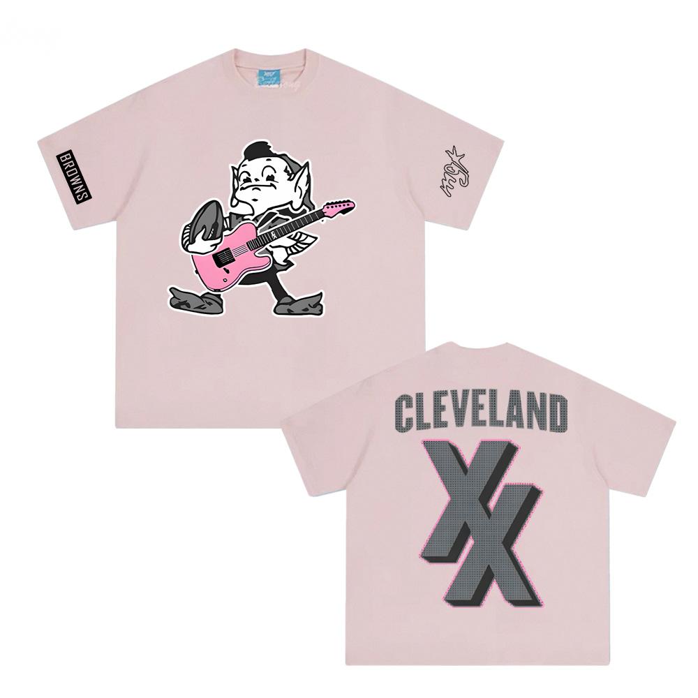 Футболка Mgk X Cleveland Browns Футболка Mgk в стиле рукава певца Высокое качество 100% хлопок Удобные топы Харадзюку Летняя футболка