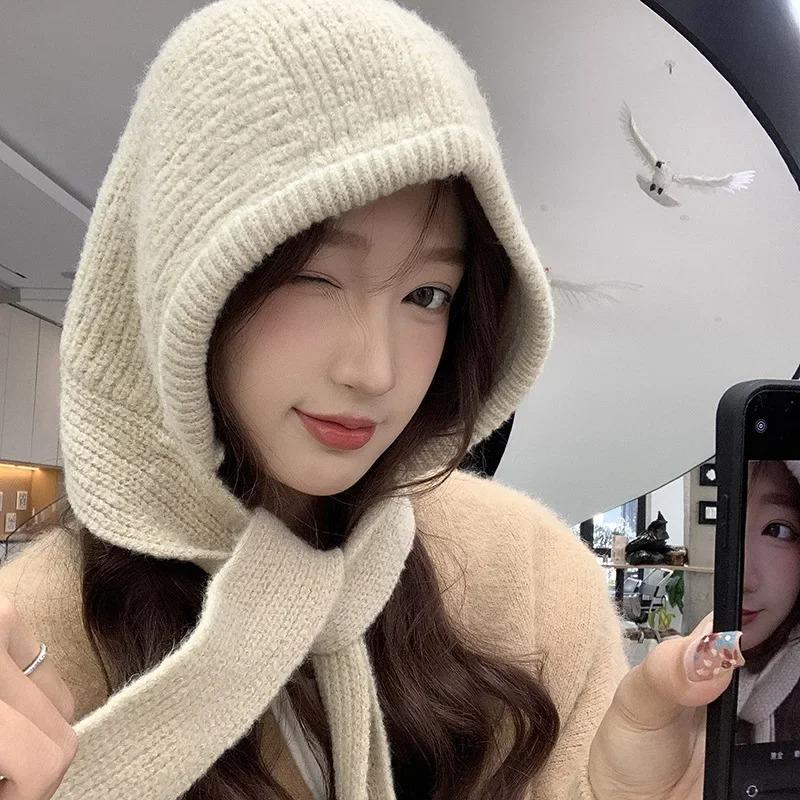 1 шт. Зимняя теплая одежда аксессуары вязаная шапка для улицы утепленная мягкая утолщенная шерстяная шапка ветрозащитный шарф балаклава шапка