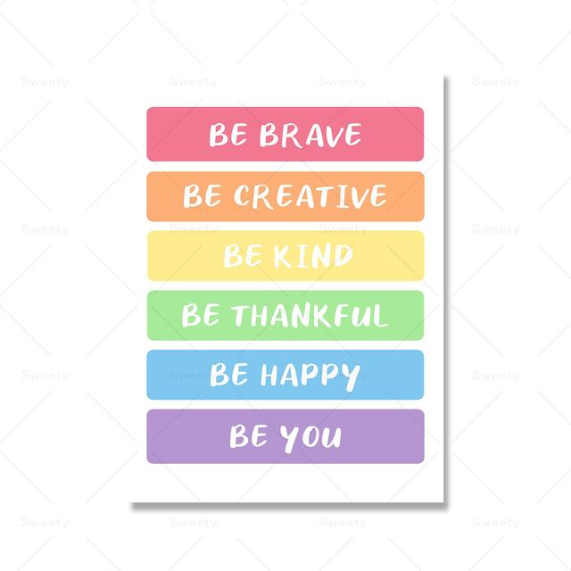 Вдохновляющая радужная наклейка, художественная печать, цветной алфавит, цифровая форма, детское украшение