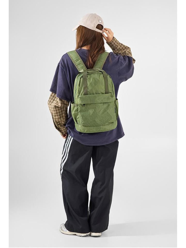 Трансграничный клетчатый складной рюкзак для пешего туризма большой вместимости - Однотонный повседневный стиль