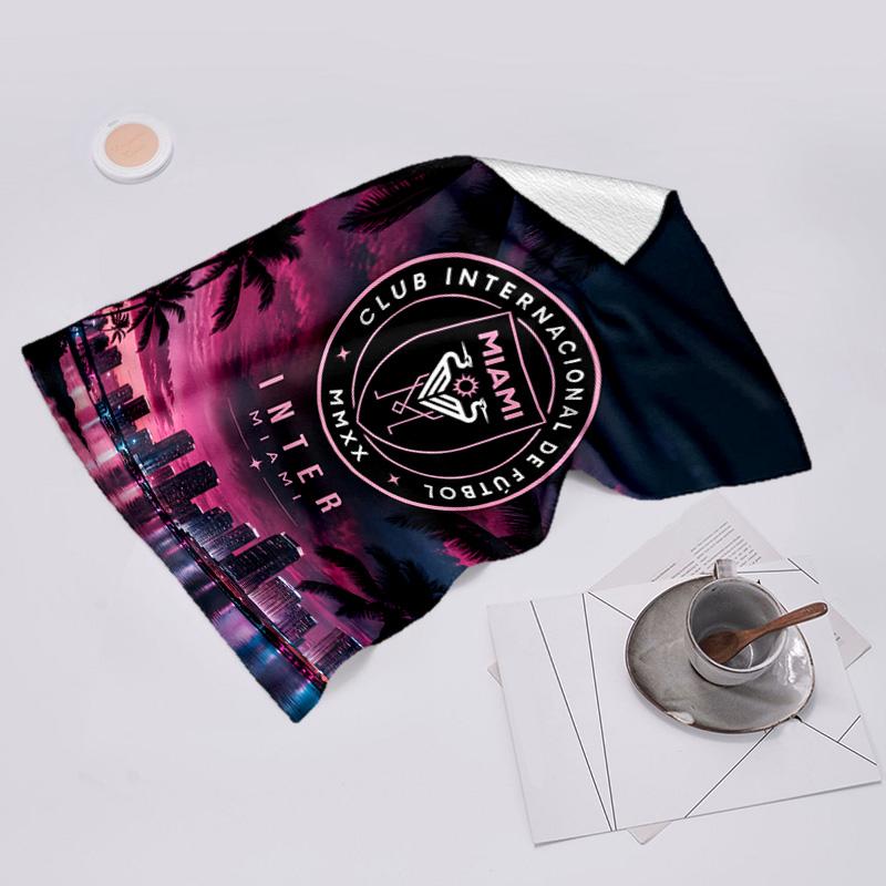 proof beach towel with Inter Miami CF pattern - soft,absorbent,quick-drying,machine washable - perfect for swimming,camping,bathing