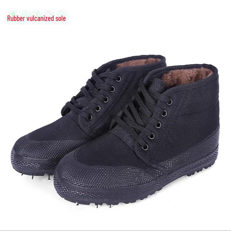 Men's High-Top Winter Velvet Cotton Shoes for Outdoor Cold Protection