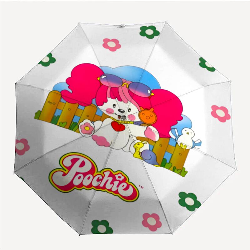 Stylish and Cute Poochie Fashionable Automatic Opening/Closing Folding Umbrella. Portable and Foldable, Ideal for Gift, Travel, and Daily Use.