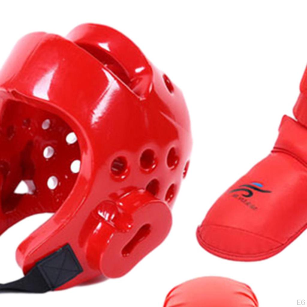 Комплект снаряжения для спарринга каратэ с щитками для голени, тренировочным оборудованием, боксерским головным убором, перчатками для