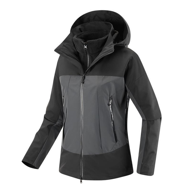 Women Men's Jacket 3 In 1 Waterproof Winter Jacket Snow Jacket Windproof Hooded with Inner Warm Fleece Coat