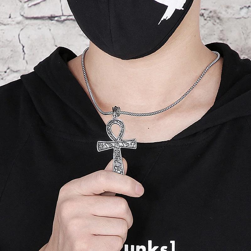 Amulet Talisman Vintage Necklaces Ancient Egyptian Ankh Cross Men Women Stainless Steel Eternity Life Charm Pendant Unisex Jewelry