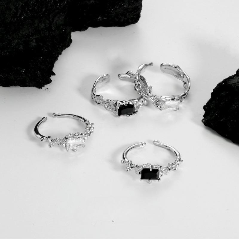 Shiny Irregular Zircon Lava Texture Ring Trend Temperament Women Adjustable Luxury Rings Girls Y2K Jewelry Gifts Accessories