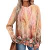 Women's Winter Color-Block Printed Lightweight Brushed-Cotton Round Neck Top