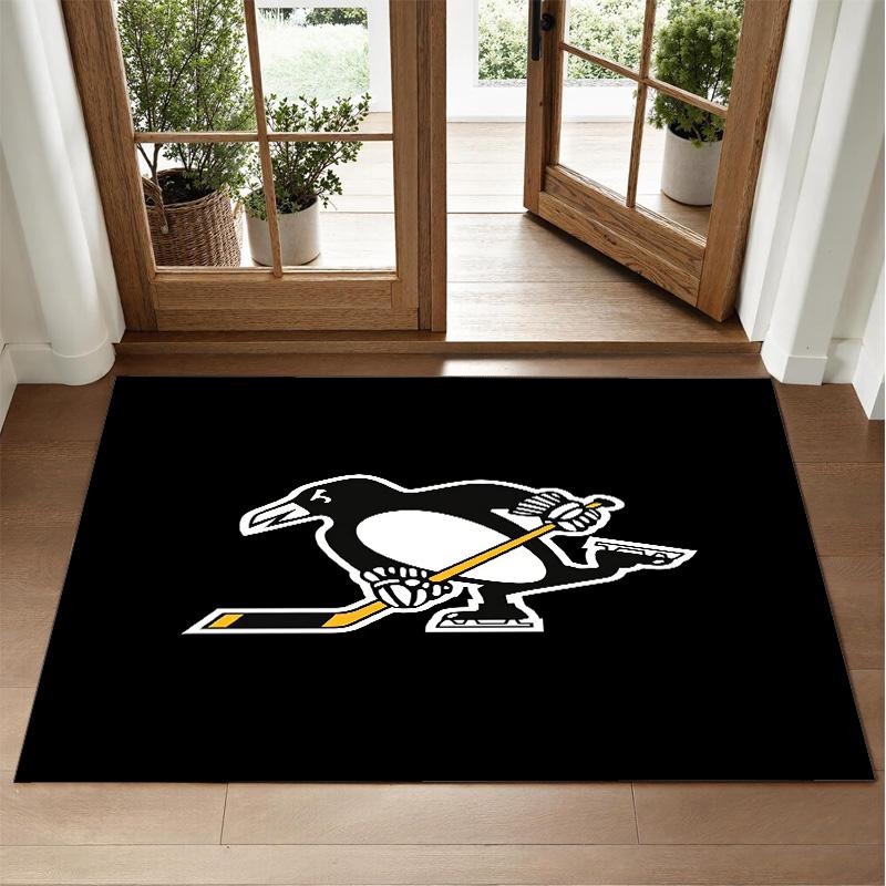 Pittsburgh Penguins Design Crystal Velvet Rug Soft Decorative Mat for Bedroom Entrance
