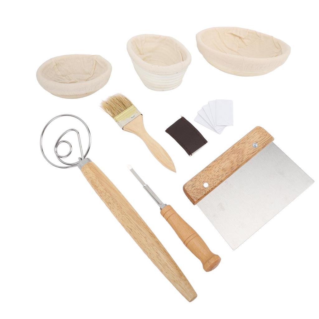 Набор корзин для расстойки хлеба, 2 круглые и 1 овальная ротанговая корзина для закваски со скребком для теста для хлеба