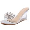 New Fashion Womens Slippers Transparent Sexy Sandals Round Toe Fish Mouth Heels Party Shoes Crystal Pumps for Womendf456