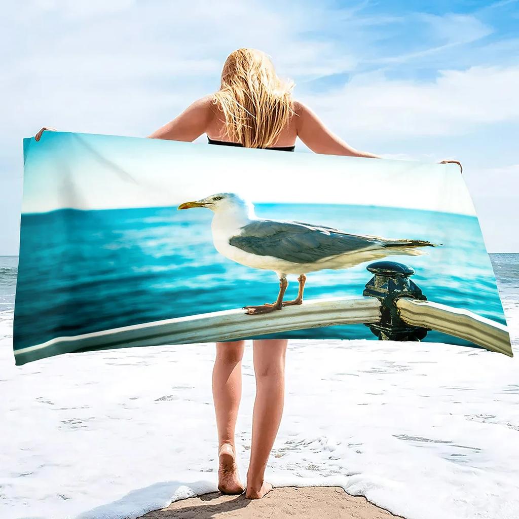 Seagull Beach Towel,Microfiber Beach Towel Fast Drying,Sand Free Beach Towel Super Lightweight Towels For Swimming Pool,Camping