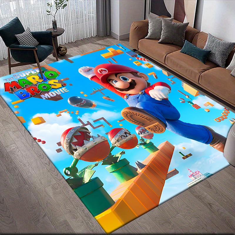 Mario Retro Logo Area Rug, Mario Fan Cozy Carpet, Great Gift.chl