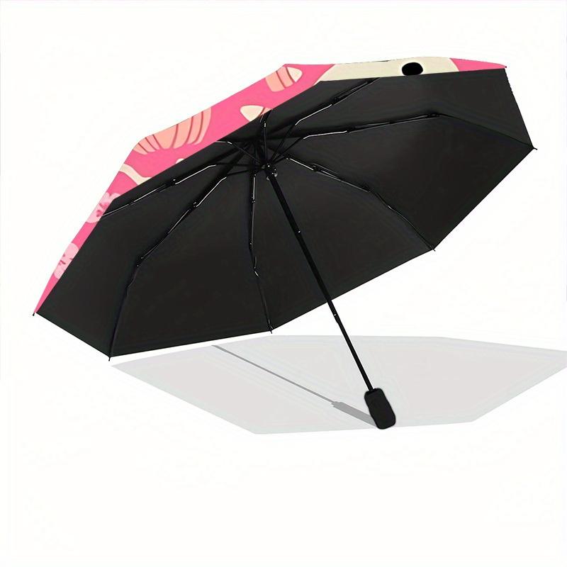 1pc Halloween Cats Automatic Open/close Folding Compact Cute Umbrella, 8-Rib Sturdy Canopy, Lightweight Portable, Everyday Use, Gift,048
