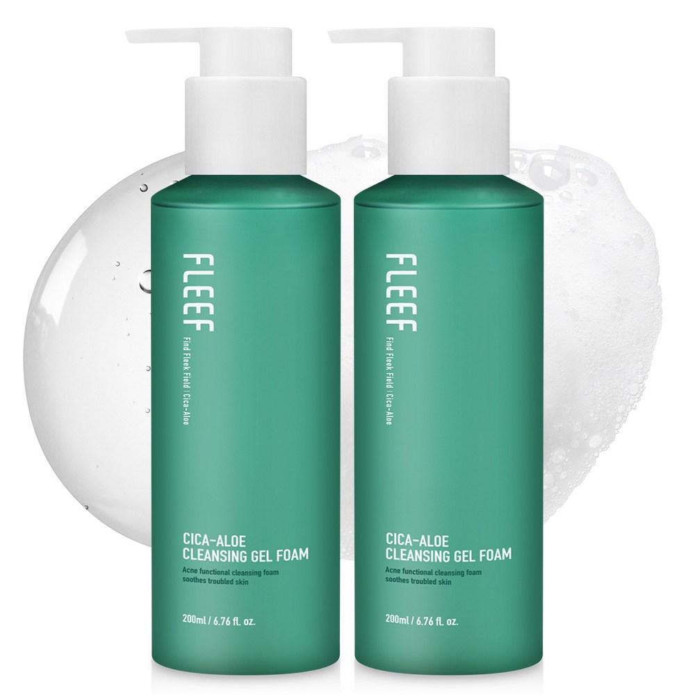 FLEEF Cica Aloe Acne Relief слабокислотная очищающая гель-пенка, 200 мл, 2 шт.