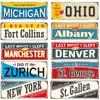 15x30cm Popular City Name License Plate Bar Wall Decoration Tin Sign Vintage Metal Sign Home Decor Painting Plaques Poster