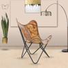 Leather Butterfly Chair Brown Antique Living Room Chair Accent Chairs Leather Chair with Black Metal Base (Iron Frame with Brown Antique Cover).