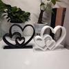 Aesthetic Love Statues Three Heart Sculpture Heart Sculptures Figurines Table Ornament Romantics Gift for Valentines