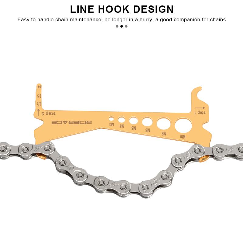 RIDERACE Bike Chain Wear Indicator Checker Bicycle Gauge Measurement Ruler Portable Road Cycling Chain Replacement Repair Tools