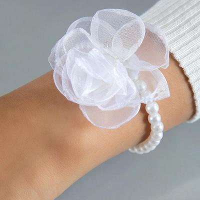 Корейский стиль Белый пушистый цветок жемчужный браслет женские украшения Чисто белые свадебные подходящие подружки невесты украшения на запястье невесты