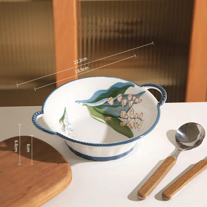 Creative Retro Flowers Ceramic Plate Home Delicious Dishes Soup Bowls Exquisite Salad Fruits Plates Unique Tableware