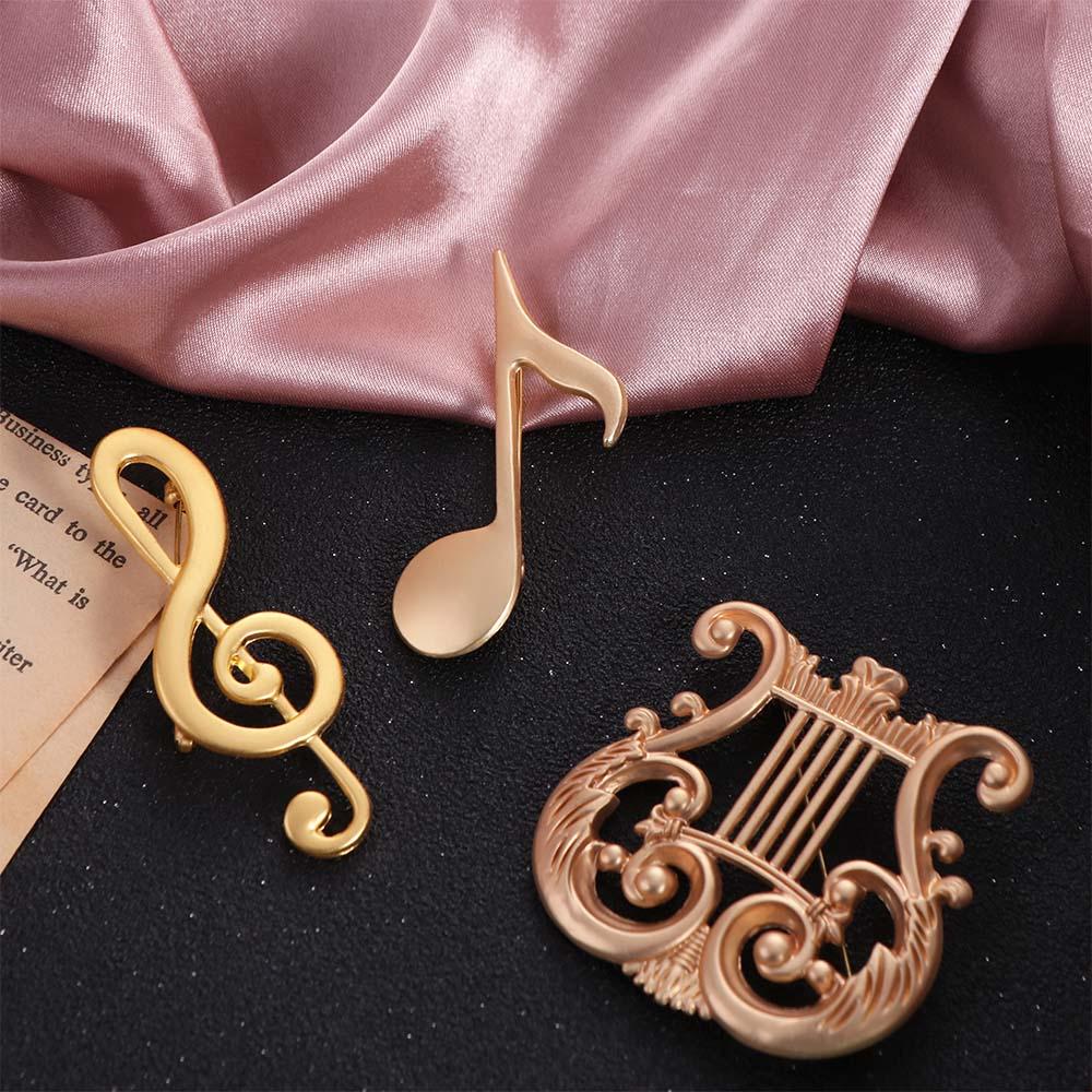 Music Instrument Eighth Note Pin Zinc Zinc Alloy Harp Badge Fashion G Clef Brooch Concert Gift